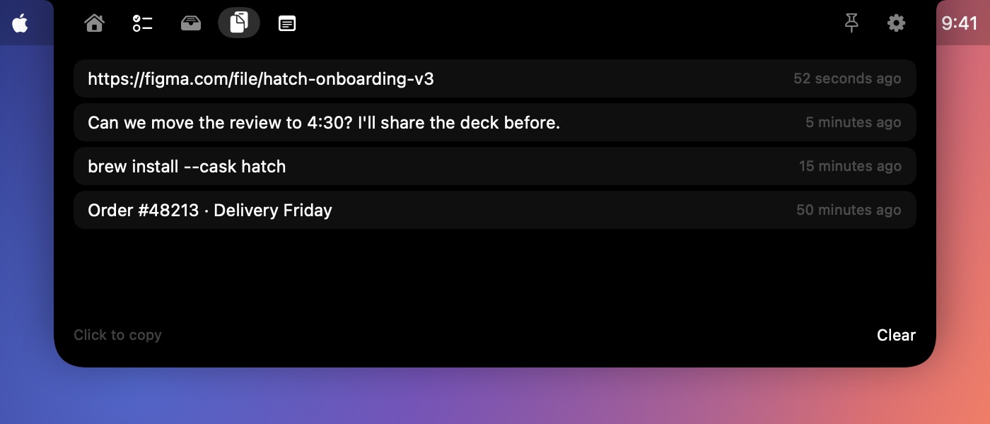 Clipboard history with recent copied text